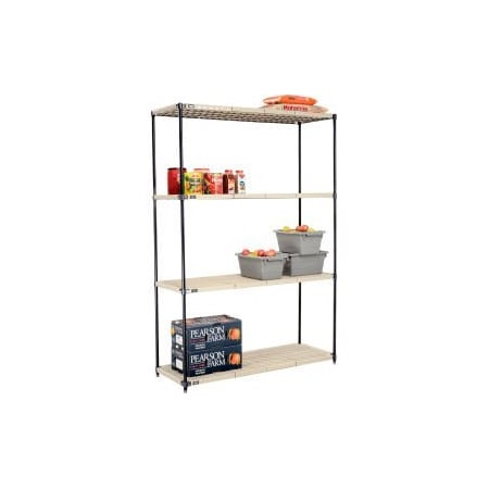 Global Equipment Nexel   , Nexelite reg  , 4 Tier, Vented Plastic Mat Shelving Unit, 60"W x 21"D x 86"H PM21608N